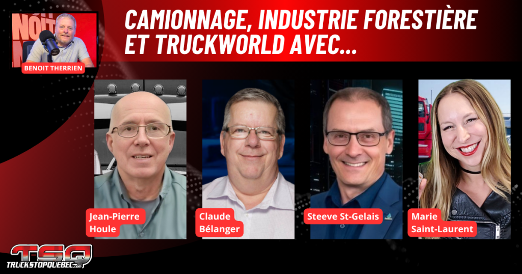 Benoit Therrien reçoit Jean-Pierre Houle, Claude Bélanger, Steeve St-Gelais et Marie Saint-Laurent sur la radio des camionneurs.