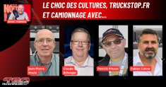 Claude Bélanger, Jean-Pierre Houle, Fabien Calvet et Patrick Pinson sont au micro de Benoit Therrien pour discuter du camionnage sur la radio des Camionneurs de Truck Stop Québec.