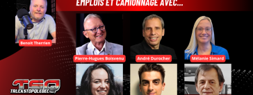 Pierre-Hugues Boisvenu, ISAAC Instruments, Giovanni Bozzo et Gaston Gendron au micro de Benoit Therrien sur la radio des camionneurs.