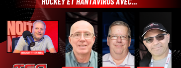 Jean-Pierre Houle, Claude Bélanger et Patrick Pinson au micro de Benoit Therrien sur la radio des camionneurs.