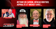 Jean-François Maltais, Yves Charlebois et Jean-Claude Richard au micro de Benoit Therrien sur la radio du camionnage de Truck Stop Québec.