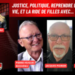 Pierre-Hugues Boisvenu, Jacques Poirier, Diane Beauchamp au micro de Marie Saint-Laurent sur la radio des camionneurs de Truck Stop Québec.