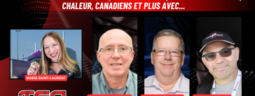 Jean-Pierre Houle, Claude Bélanger et Patrick Pinson au micro de Marie Saint-Laurent sur la radio des Camionneurs de Truck Stop Québec.