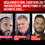 Charles Pellerin, Jean-Philippe Côté, Simon Coulombe et Julien Le Roux au micro de Benoit Therrien pour discuter du transport sur la radio des camionneurs de Truck Stop Québec.