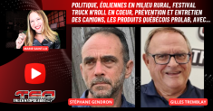 Stéphane Gendron et Gilles Tremblay de Prolab au micro de Marie Saint-Laurent sur la radio des camionneurs de Truck Stop Québec.