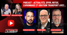 Yannick Marceau, Pierre Labrie et Yvan Domingue au micro de Benoit Therrien et Marie Saint-Laurent sur Truck Stop Québec, la radio des Camionneurs.