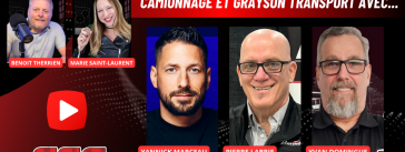 Yannick Marceau, Pierre Labrie et Yvan Domingue au micro de Benoit Therrien et Marie Saint-Laurent sur Truck Stop Québec, la radio des Camionneurs.