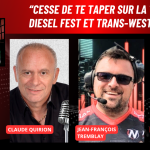 Claude Quirion, Jean-François Tremblay et Patrick Gagnon au micro de Marie Saint-Laurent sur la radio des camionneurs de Truck Stop Québec.