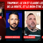Yannick Marceau, Alain Gilbert et Roxam Gilbert au micro de Marie Saint-Laurent sur Truck Stop Québec.
