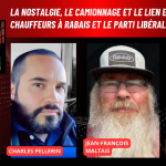 Charles Pellerin, Jean-François Maltais et Xavier Barsalou Duval du Bloc Québécois au micro de Marie St-Laurent, sur la radio des camionneurs de Truck Stop Québec - contenu spécialisé en transport - camionnage.