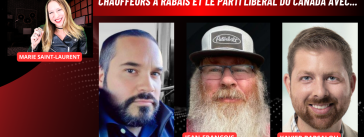 Charles Pellerin, Jean-François Maltais et Xavier Barsalou Duval du Bloc Québécois au micro de Marie St-Laurent, sur la radio des camionneurs de Truck Stop Québec - contenu spécialisé en transport - camionnage.