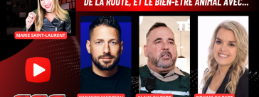 Yannick Marceau, Alain Gilbert et Roxam Gilbert au micro de Marie Saint-Laurent sur Truck Stop Québec.