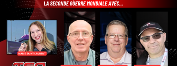 Jean-Pierre Houle, Claude Bélanger et Patrick Pinson au micro de Marie Saint-Laurent sur la radio des camionneurs de Truck Stop Québec.