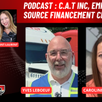 Benoit Therrien et Marie Saint-Laurent reçoivent au micro Yves Leboeuf et Caroline Bergeron pour discuter camionnage, C.A.T. inc et financement sur la radio des camionneurs.