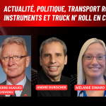 Pierre-Hugues Boisvenu, André Durocher et Mélanie Simard d'ISAAC Instruments et Martin Rousse, au micro de Benoit Therrien sur la radio des camionneurs.